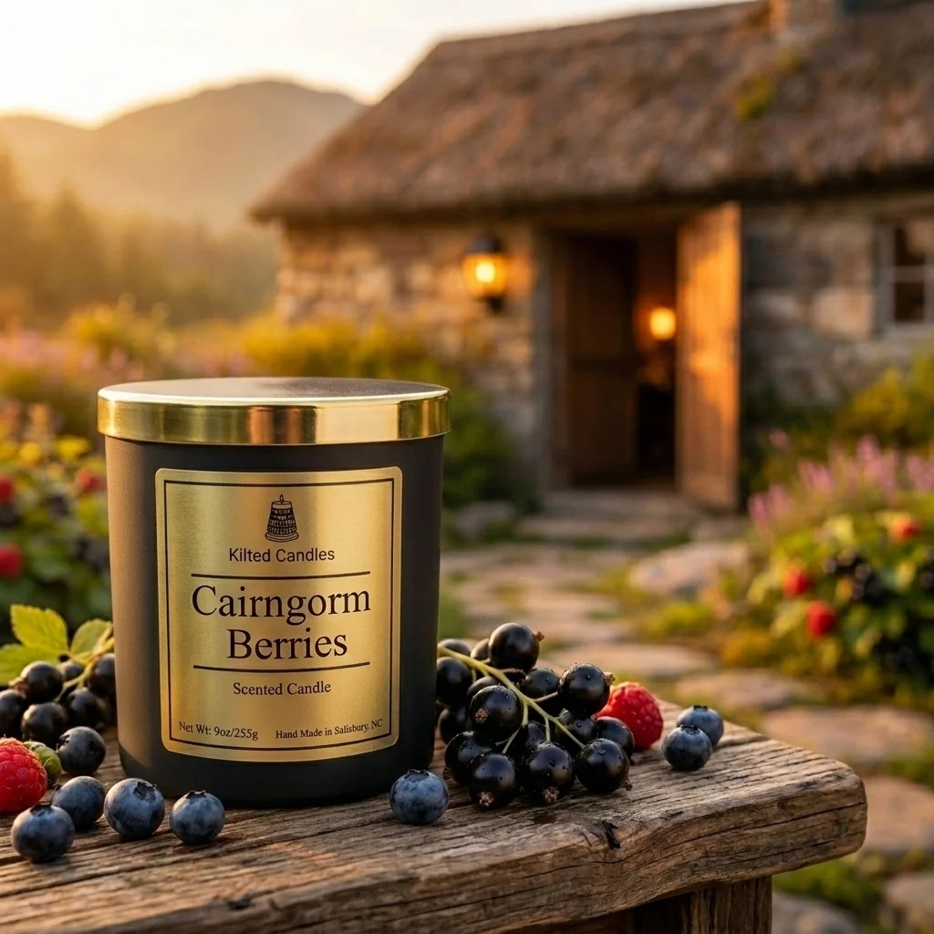Cairngorm Berries Candle in matte black jar