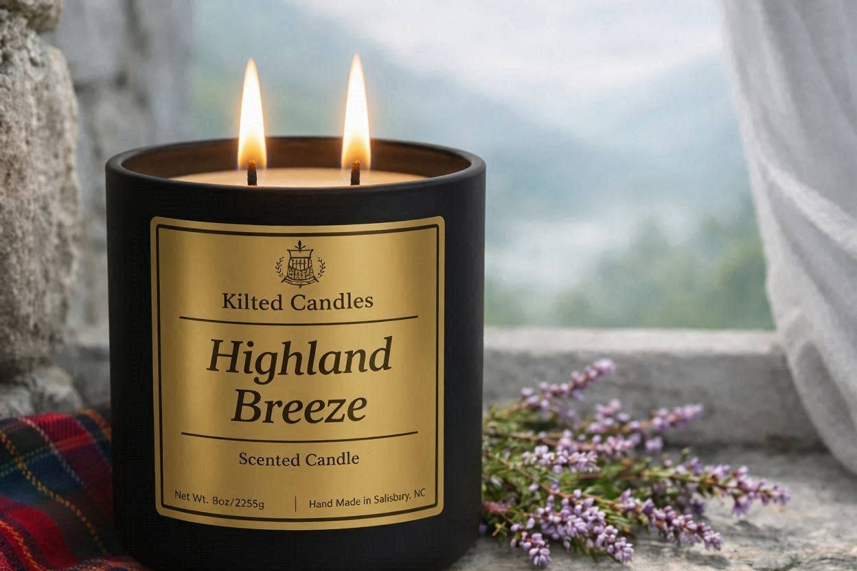 Highland Breeze Matte Black Candle Closeup