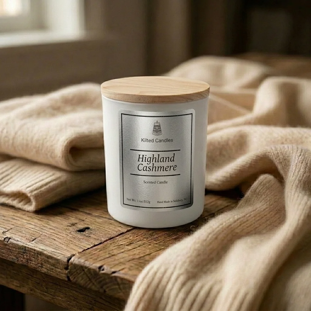 Highland Cashmere Candle in matte black jar